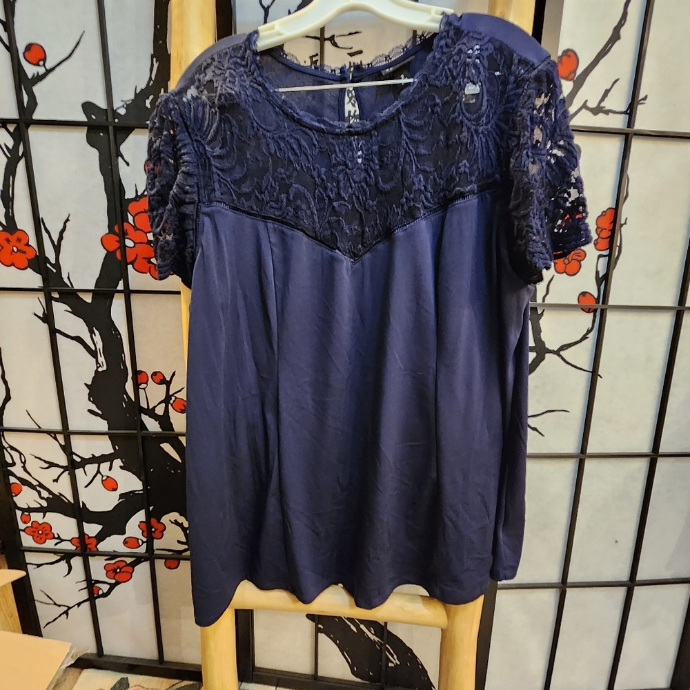 Torrid navy blue lace blouse